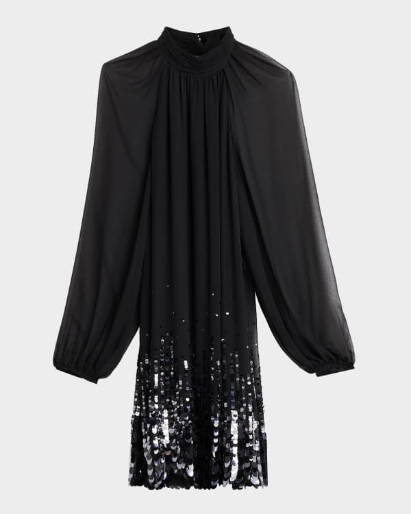 alice + olivia valencia tiered long-sleeve mini dress Alice + Olivia Valencia Mini Dress, Size 14