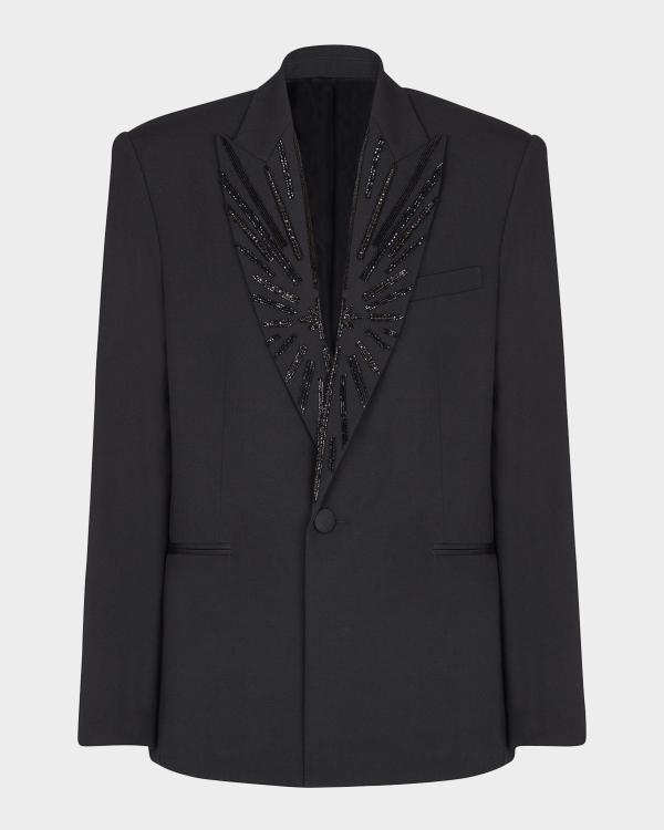 Balmain Men's Wool and Leather Teddy Bomber Jacket | Neiman Marcus