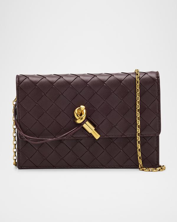 Prada Leather Card Holder with Braided Shoulder Strap | Neiman Marcus