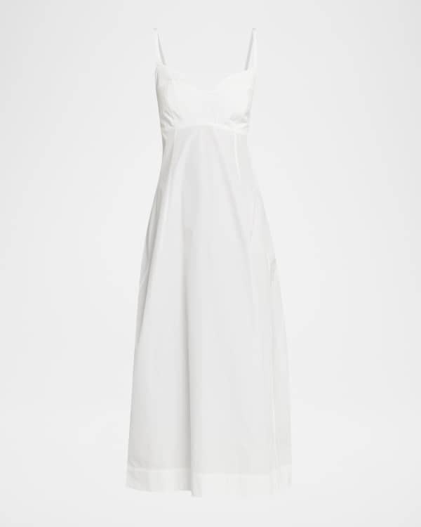 Prada Smocked Canvas Fit-and-Flare Midi Shirt Dress | Neiman Marcus