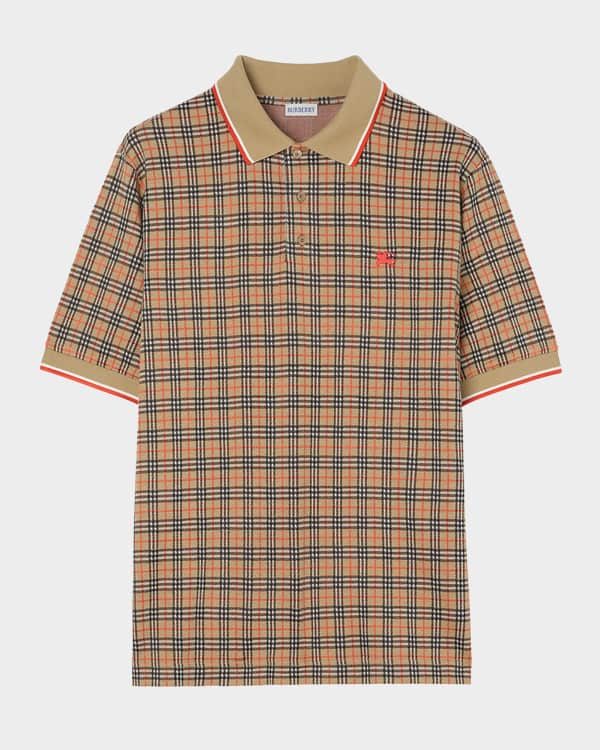 Burberry Men's Cody Check-Collar Polo Shirt | Neiman Marcus