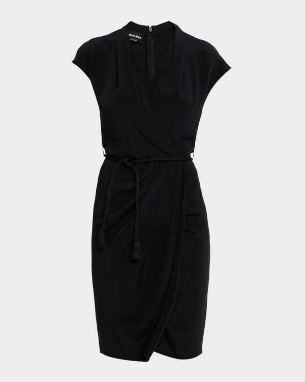 Giorgio Armani Jersey Midi Dress w/ Strappy Back | Neiman Marcus