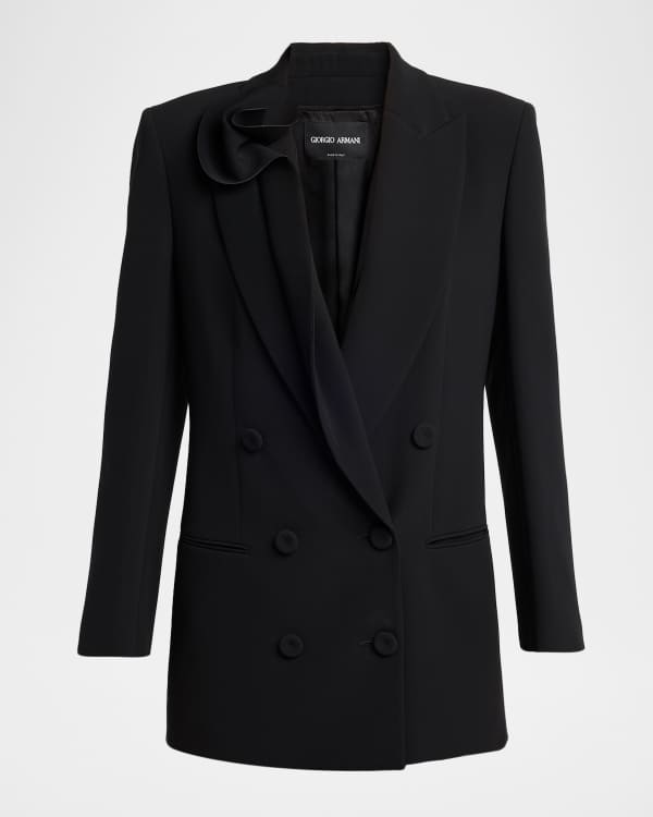 Giorgio Armani Embellished One-Button Silk Long Tuxedo Jacket