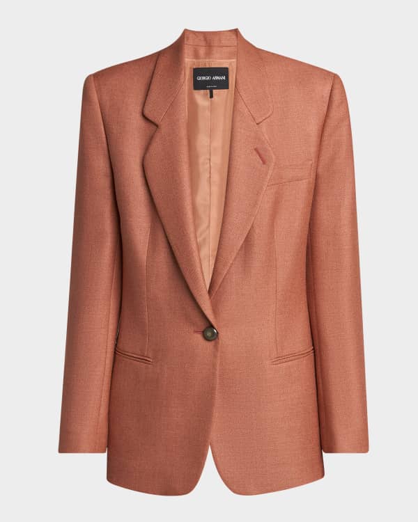 Giorgio Armani Double-Breasted Stretch Wool Blazer Jacket | Neiman