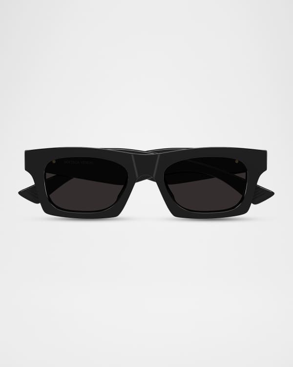 Bottega Veneta Men's Bv1411s-003 Plastic Rectangle Sunglasses