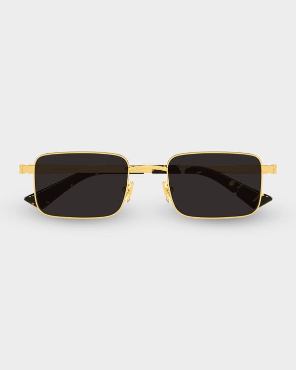 【本体のみ】ボッテガヴェネタ ケース/ラム/黒/ゴールド/1️⃣✨✨✨ Bottega Veneta Men's Bv1411s-003 Plastic Rectangle Sunglasses