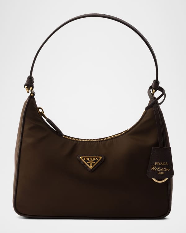Prada Aimee Large Leather-Trim Crochet Shoulder Bag | Neiman Marcus