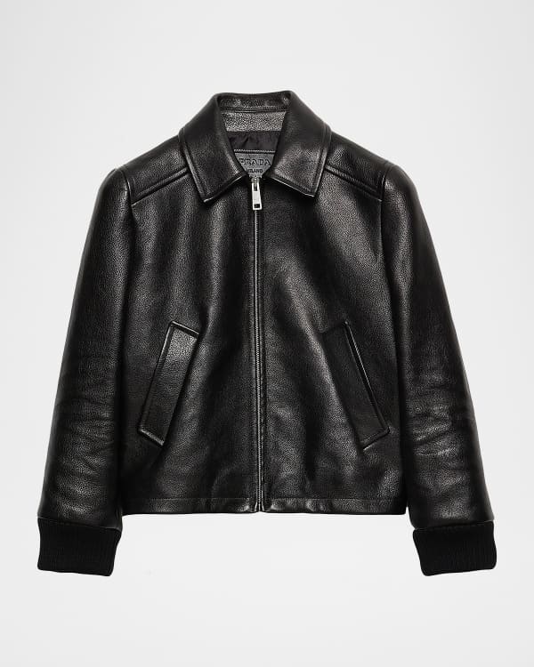 Giorgio Armani Beaded Woven Snake-Embossed Leather Zip Jacket