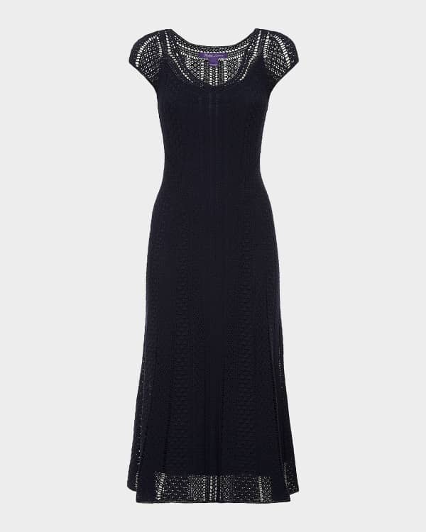 Ralph Lauren Collection Foiled Crocheted Sweater Cocktail Dress | Neiman  Marcus