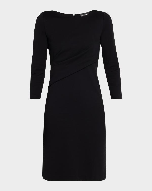Emporio Armani Ruched Boat-Neck Knee-Length Jersey Dress | Neiman