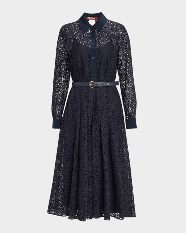 Max Mara Studio Kabuki Sleeveless Tiered Lace Midi Dress | Neiman