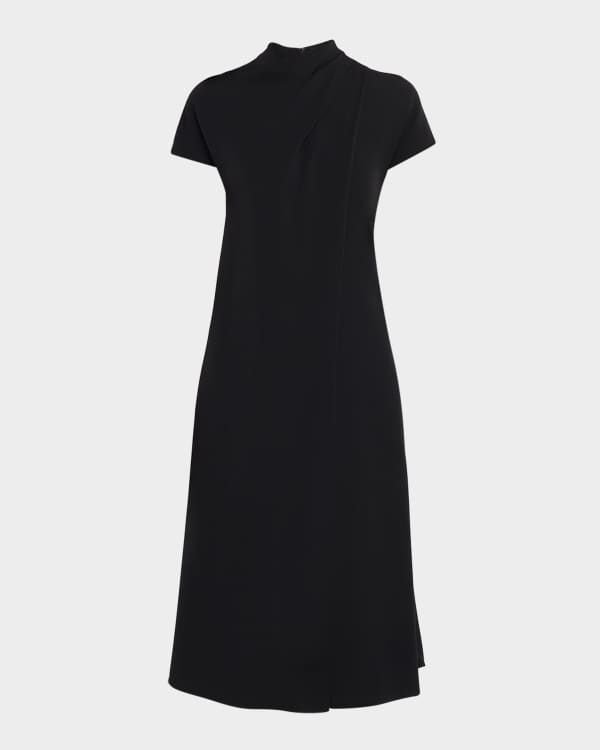 black jersey dress knee length Plus Size Crew Neck Knit Tank Dress, Black main image 0