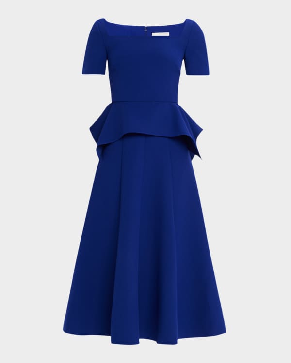 roland mouret wool crpe midi dress Roland Mouret V-Neck Long-Sleeve Wool Crepe Midi Dress