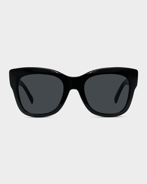 Givenchy Strass Semi-Rimless Metal Square Shield Sunglasses
