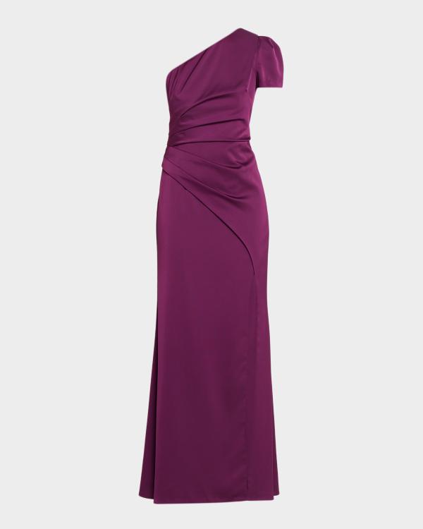 Aidan Mattox Strapless Foiled Mikado Column Gown | Neiman Marcus