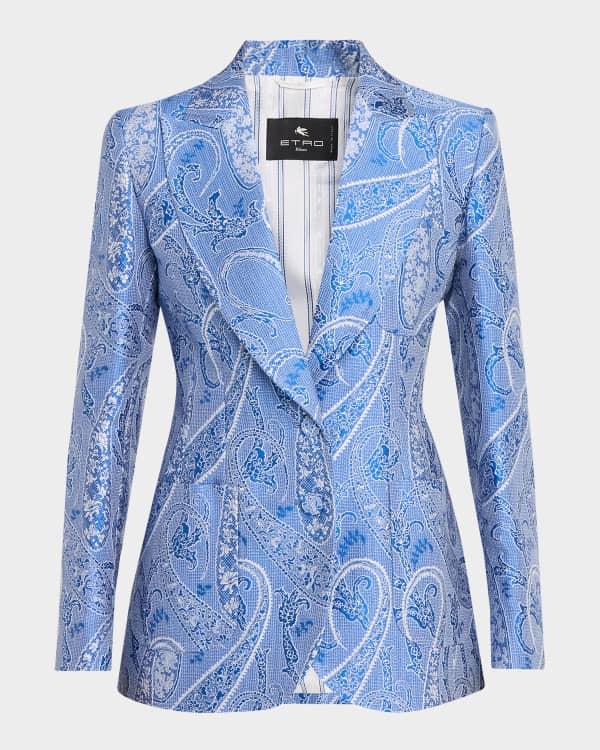 Etro Pink Medallion Silk Twill Single-Breasted Jacket | Neiman Marcus