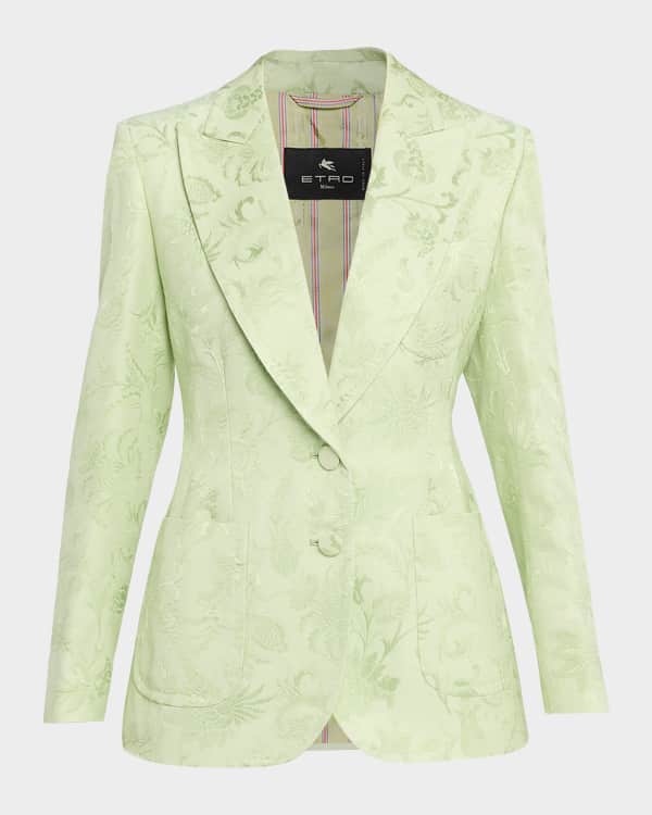 Etro Single-Breasted Paisley Jacquard Fitted Jacket | Neiman Marcus
