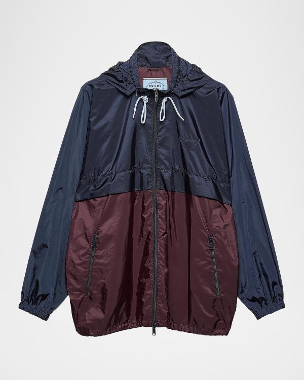 Prada Colorblock Technical Fabric Hooded Blouson Jacket | Neiman