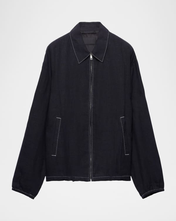 Prada Men's Denim Zip Shirt Jacket | Neiman Marcus