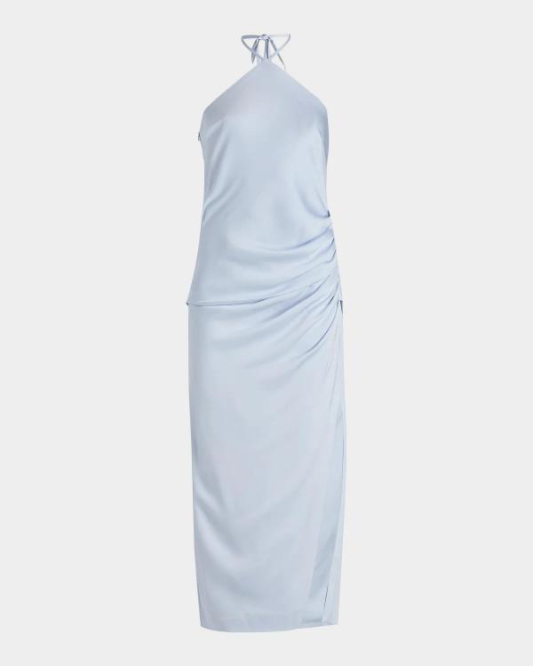 self portrait halter neck dress Self-Portrait Rhinestone Draped Maxi As casual polished restraint