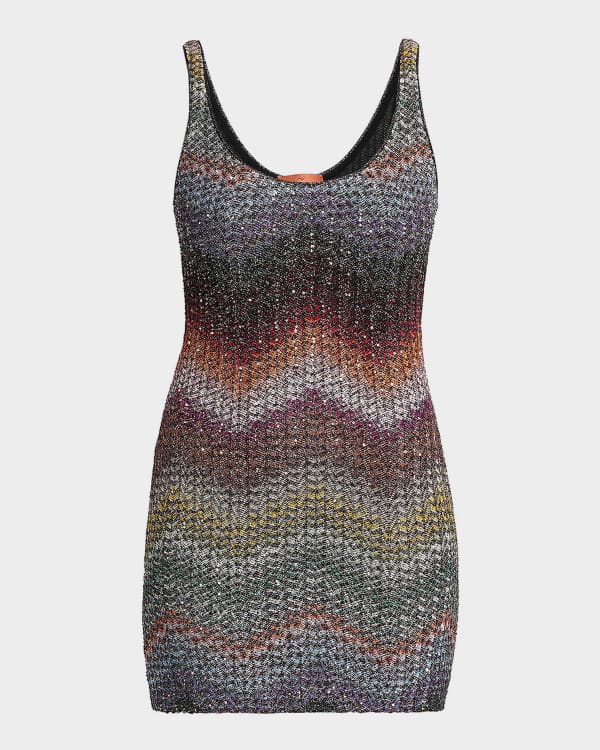 Missoni Two-Tone Knit Mini Dress with Sequin Embellishment | Neiman Marcus
