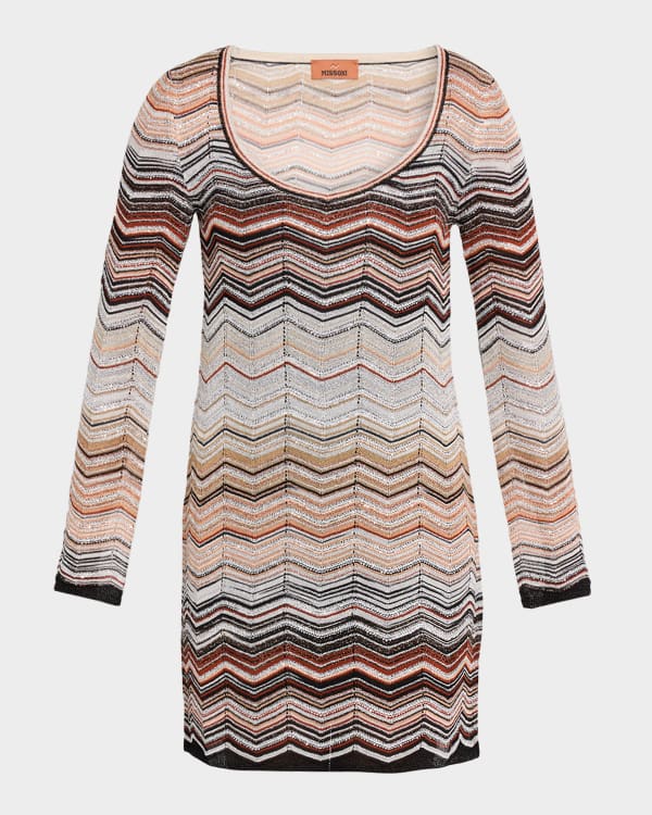 missoni flared dress 1990s Metallic Knit Missoni Dress with Flare Sleeves – Shrimpton Couture