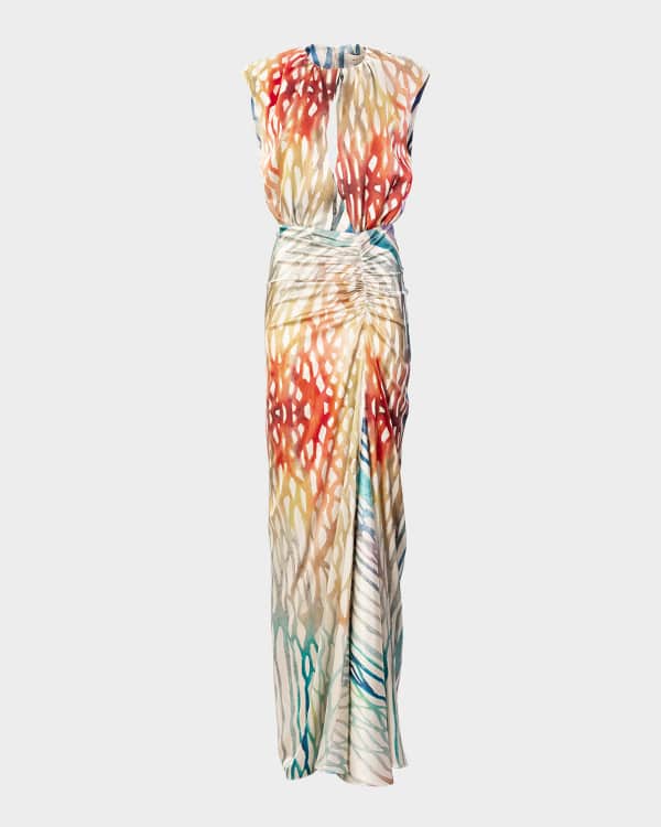 Silvia Tcherassi Daniela Plunging Striped Sleeveless Maxi Dress | Neiman  Marcus