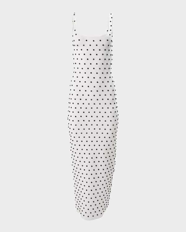 Carolina Herrera Crepe Drop-Waist Flounce Midi Dress