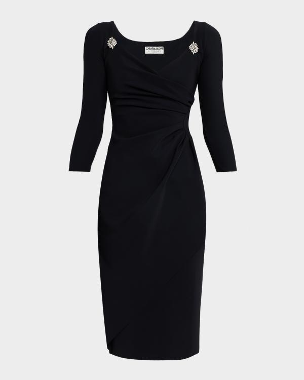 aidan mattox pleated bodycon crepe back satin midi dress Aidan Mattox Pleated Bodycon Crepe Back Satin Midi Dress