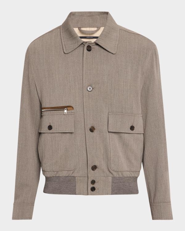Giorgio Armani Men's Leather Full-Zip Blouson | Neiman Marcus