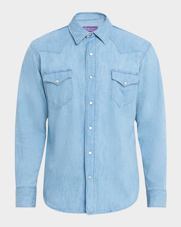 Ralph Lauren Purple Label Men's Silk and Linen Button-Down Shirt