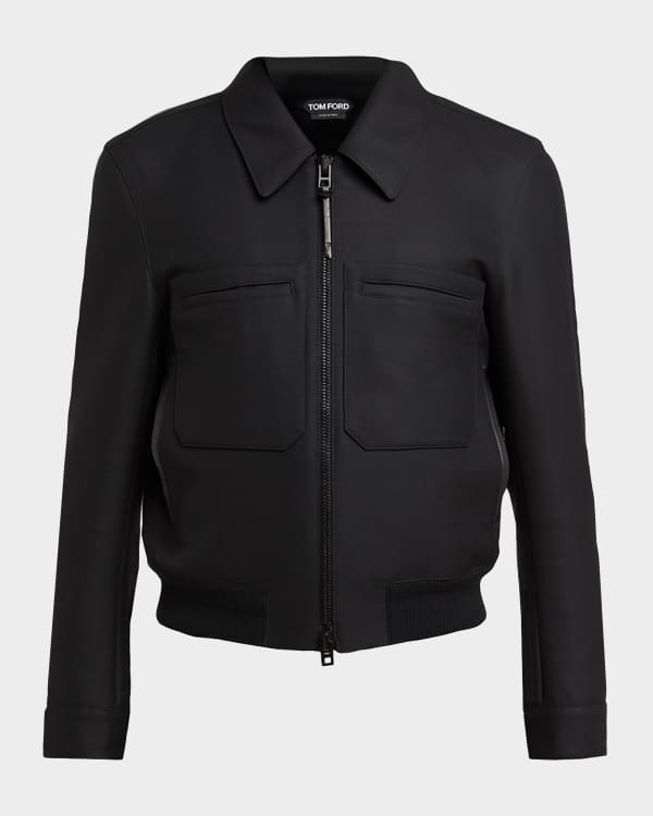 TOM FORD Men's Grained Leather Blouson Jacket | Neiman Marcus