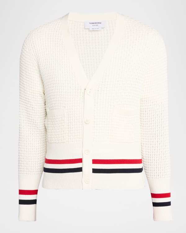 Thom Browne Men's 4-Bar Stripe V-Neck Cardigan | Neiman Marcus