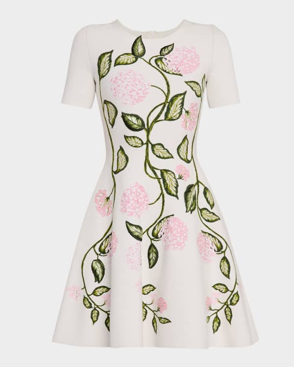 Oscar de la Renta Orchid Threadwork Mini Shift Dress | Neiman Marcus