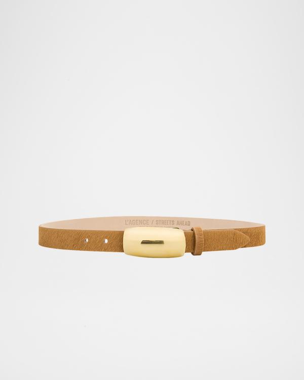 STRATHBERRY Monogram Metal Leather Skinny Belt | Neiman Marcus display picture 1