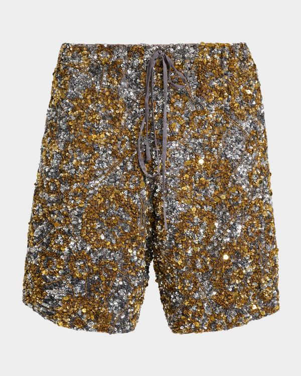 Dries Van Noten Men's Panrom Relaxed Fit Double-Pleated Shorts