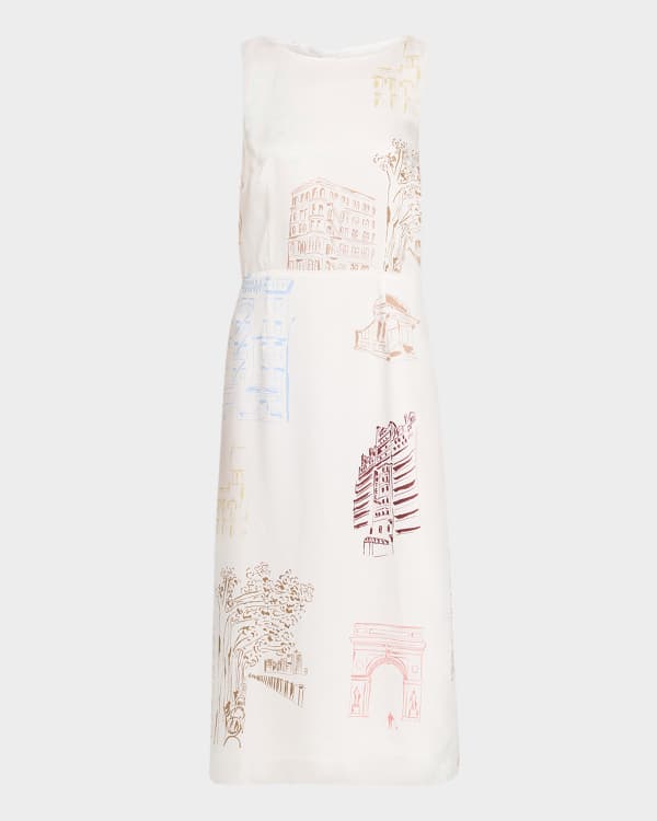 Caroline Rose Crepe Suzette 3/4-Sleeve Dress | Neiman Marcus