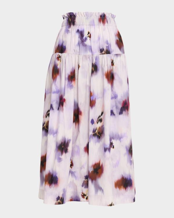 Cinq à Sept Hilda Iris Bouquet A-Line Midi Skirt | Neiman Marcus