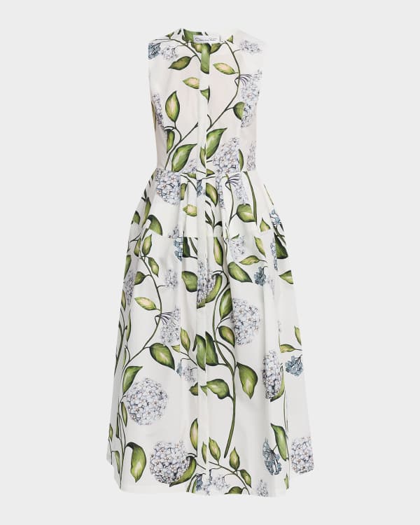 Rosie Assoulin Striped Twill Empire-Waist Midi Cami Dress | Neiman Marcus