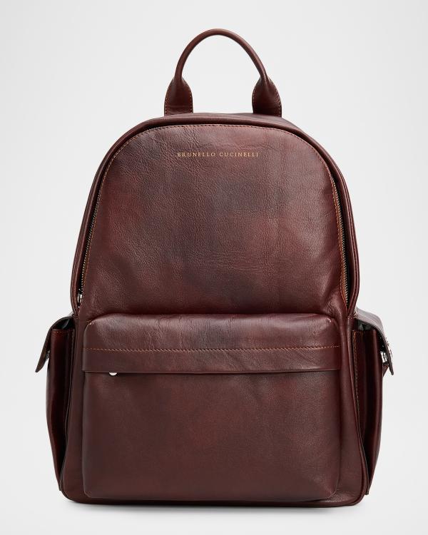 Brunello Cucinelli Men's Leather City Backpack | Neiman Marcus