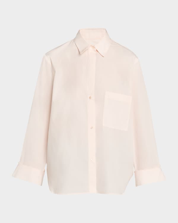 TWP Carter Shirt with Topstitching in Silk Georgette | Neiman Marcus