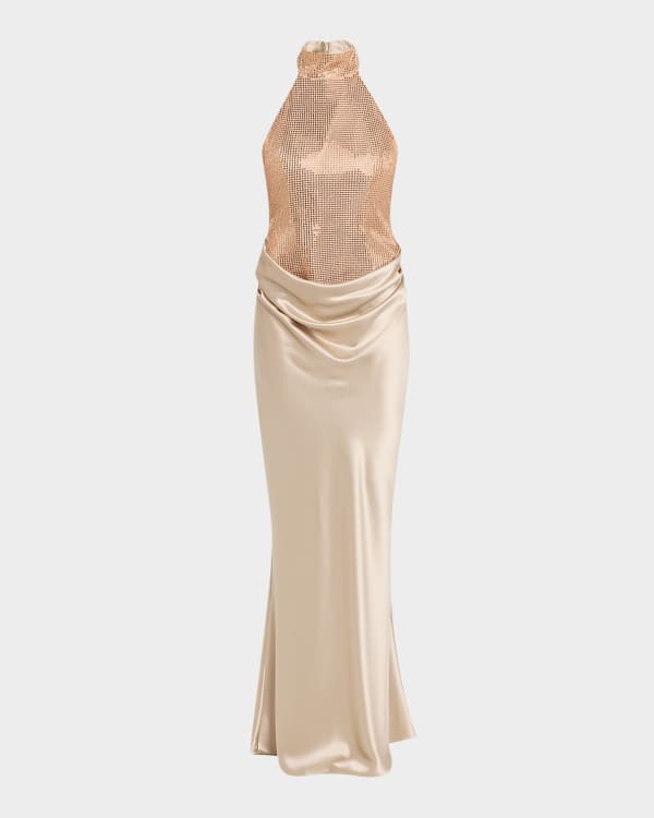 ZHIVAGO Battle Lines The Heiress V-Neck Gown | Neiman Marcus