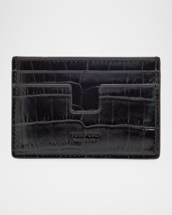 TOM FORD Men's Exotic Line Croc-Effect Bifold Wallet | Neiman Marcus