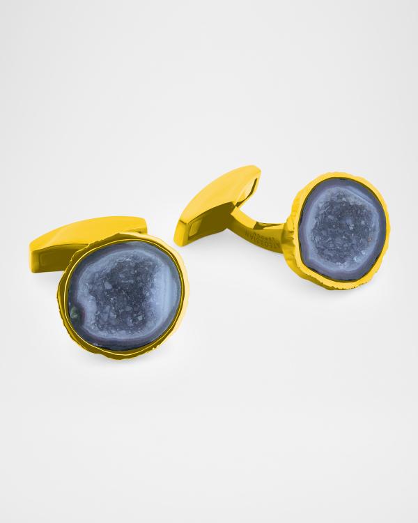 Tateossian Sodalite %26 Rose Gold-Plated Cuff Links and Stud Set