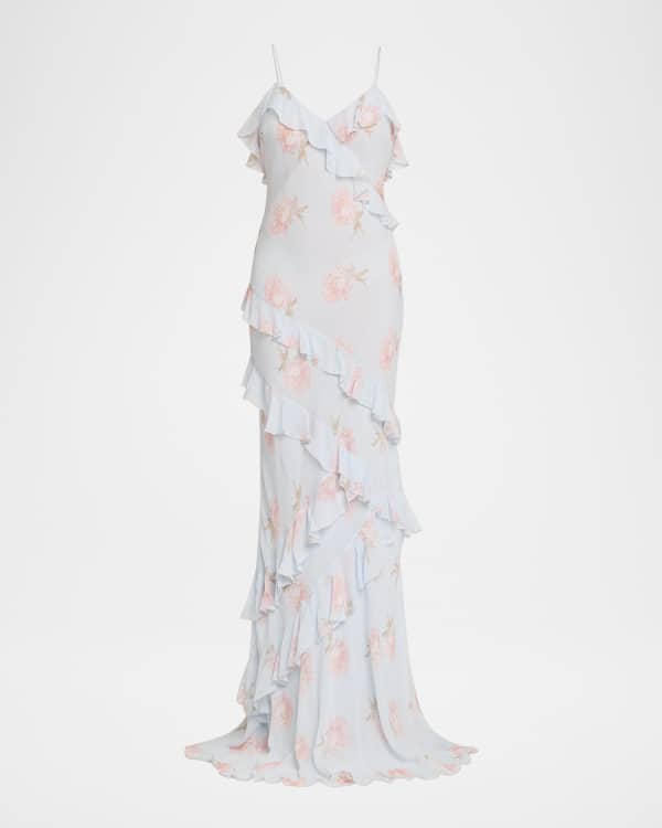 sachin and babi light blue dress LoveShackFancy Rialto Asymmetric Ruffle Maxi Dress