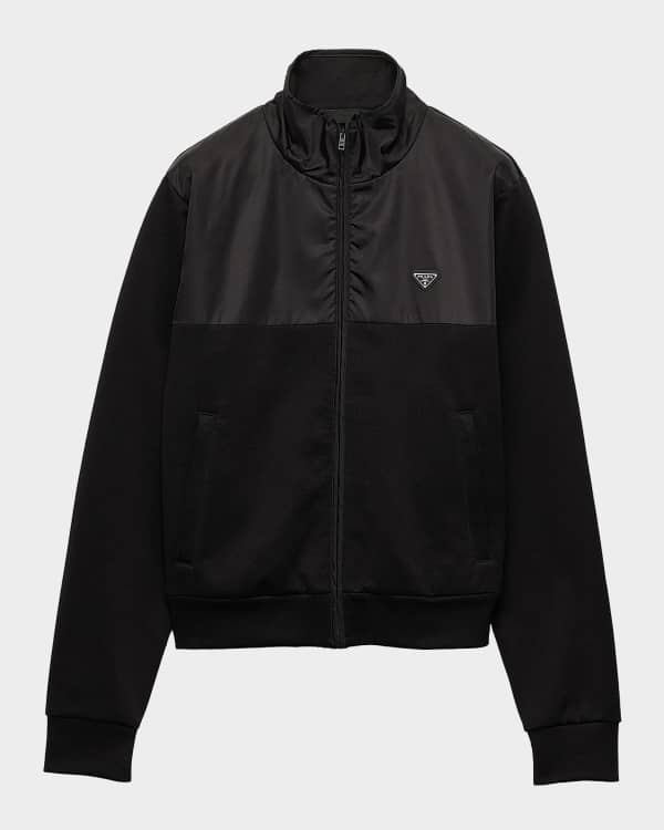 Prada Men's Technical Fabric Zip Track Jacket | Neiman Marcus