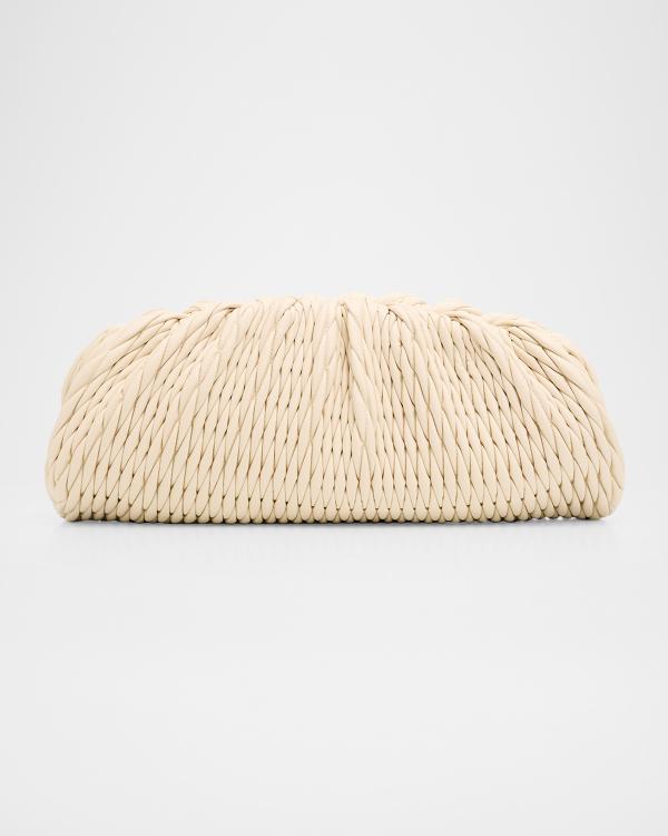 THEMOIRE Tia Micro Woven Vegan Fabric Clutch Bag | Neiman Marcus