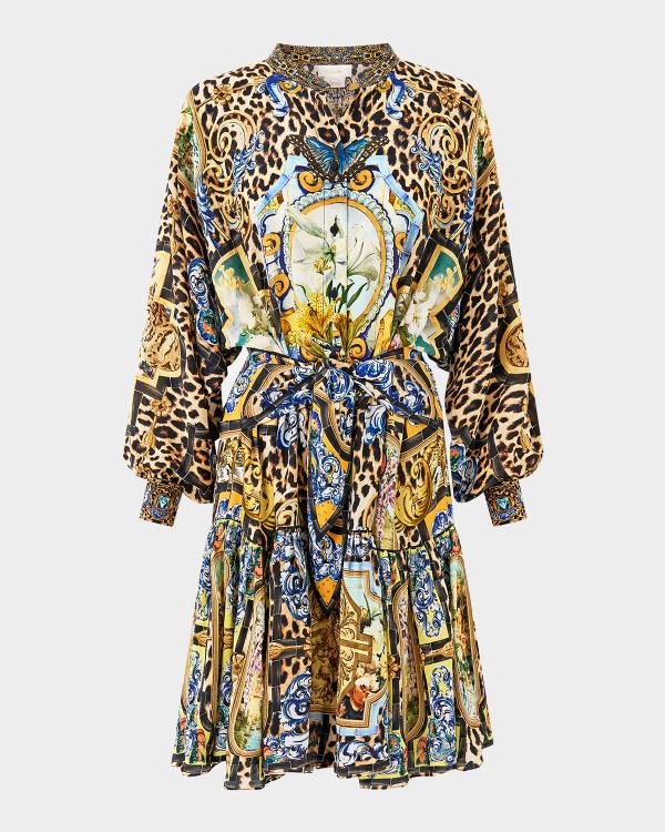 alexis ilardi belted short-sleeve dress Alexis Ilardi Belted Short-Sleeve Dress