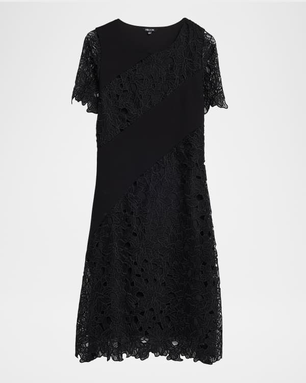 eileen fisher black lace dress Eileen Fisher Womens Black Sheer Open Cardigan & Silk Dress Set Sz M   Picky Thrifter