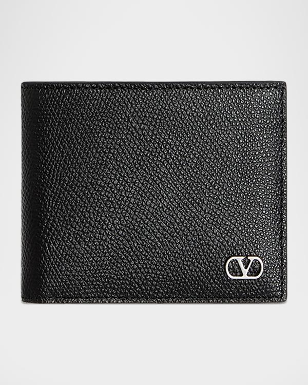 Valentino Garavani Men's Mini VLogo Croc-Effect Bifold Card Holder